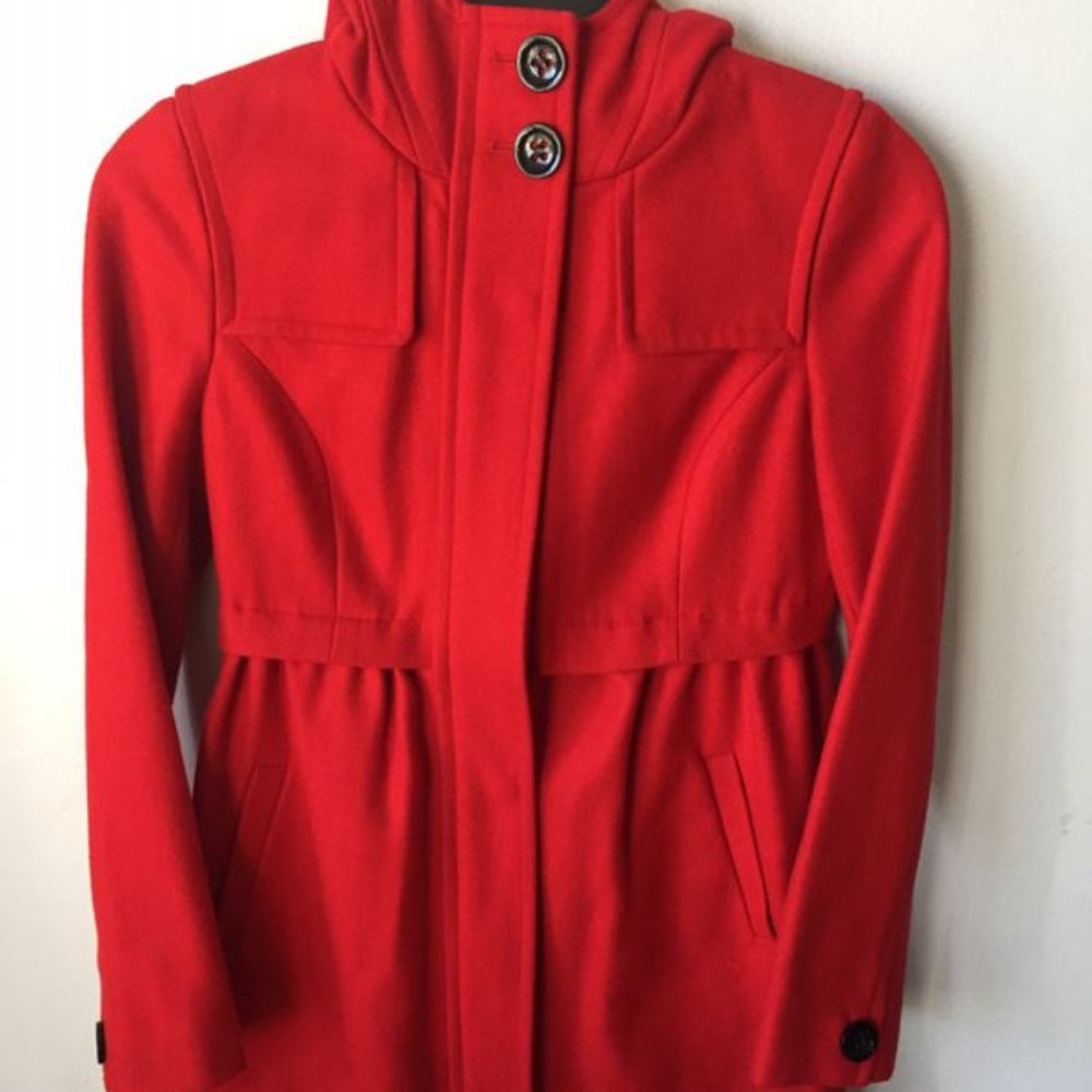 Red pea coat